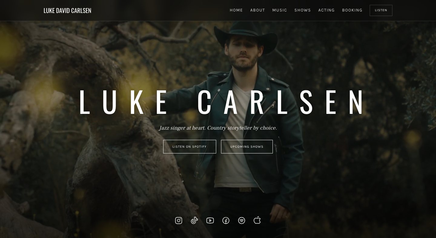 Luke David Carlsen — full site rebuild by Mainstage